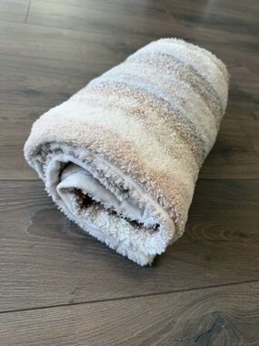 Beautiful throw blanket 50 by 60 inches  Soft Cream and Taupe